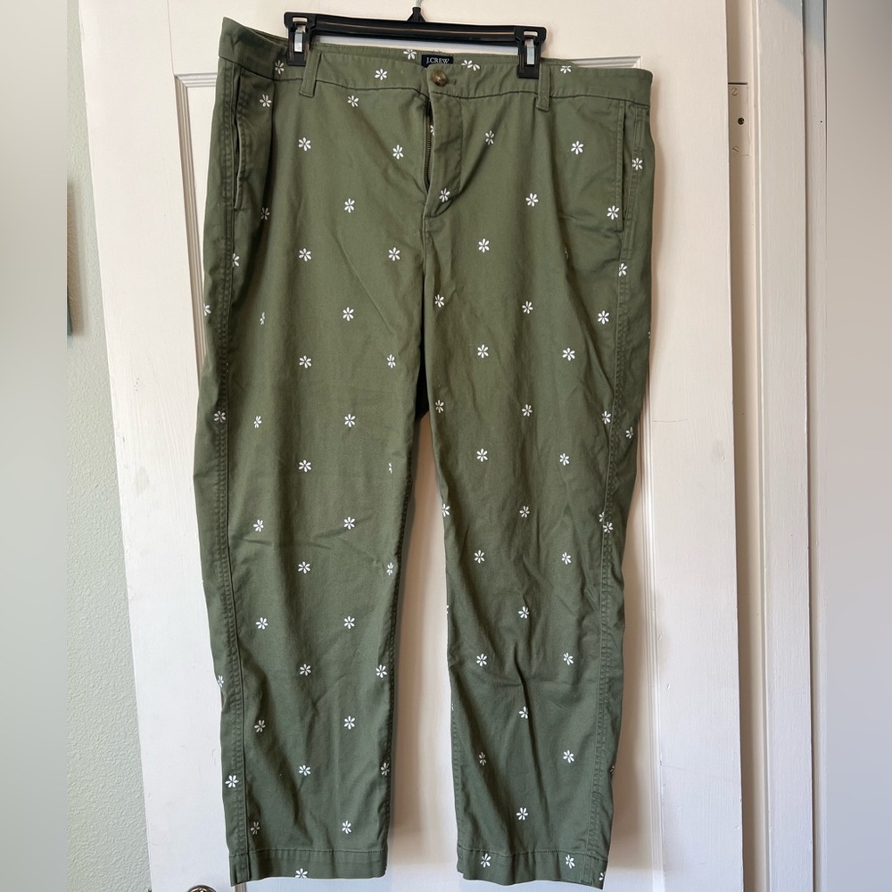 J. Crew Factory Girlfriend High Rise Chinos Daisy Print